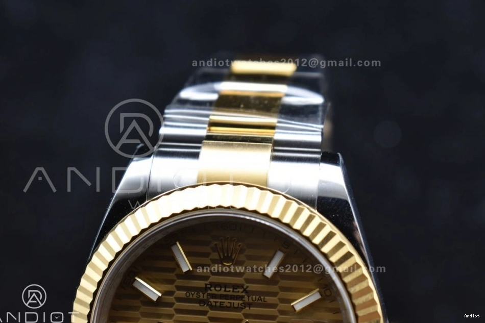 Textured Clean 904L DateJust 1:1 VR3235 126333 YG Oyster Dial 41 Steel YG on SS Edition Best Bracelet 0504